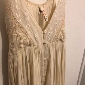 Cream Embroidered Raga Dress
